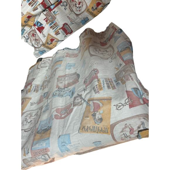 Curtains Vintage Print 1950's Nostalgia Wooden Rings & Fasteners (4)Panels - Picture 7 of 10